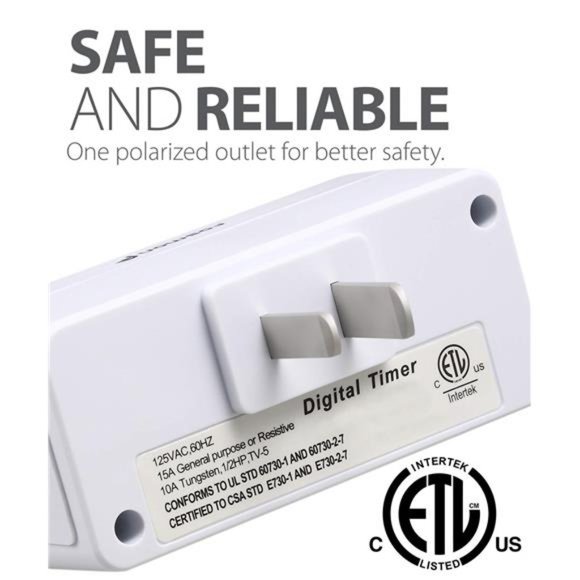 Programmable Digital Timer Outlet (2 Pack), ON/Off Program, Mini Single Plug-in - Picture 6 of 6